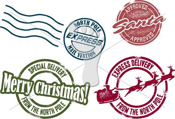 Vector Santa North Pole Postmarks